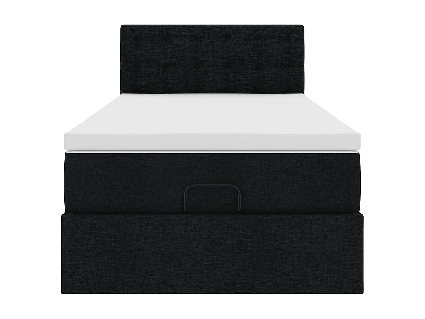 Pouf Letto con Materasso e LED Nero 80x200cm in Tessuto