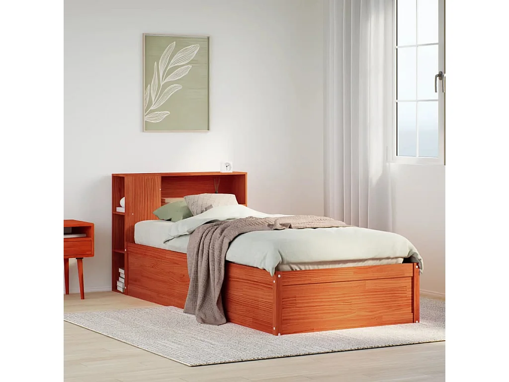 Letto senza Materasso Marrone Cera 75x190 cm in Legno di Pino