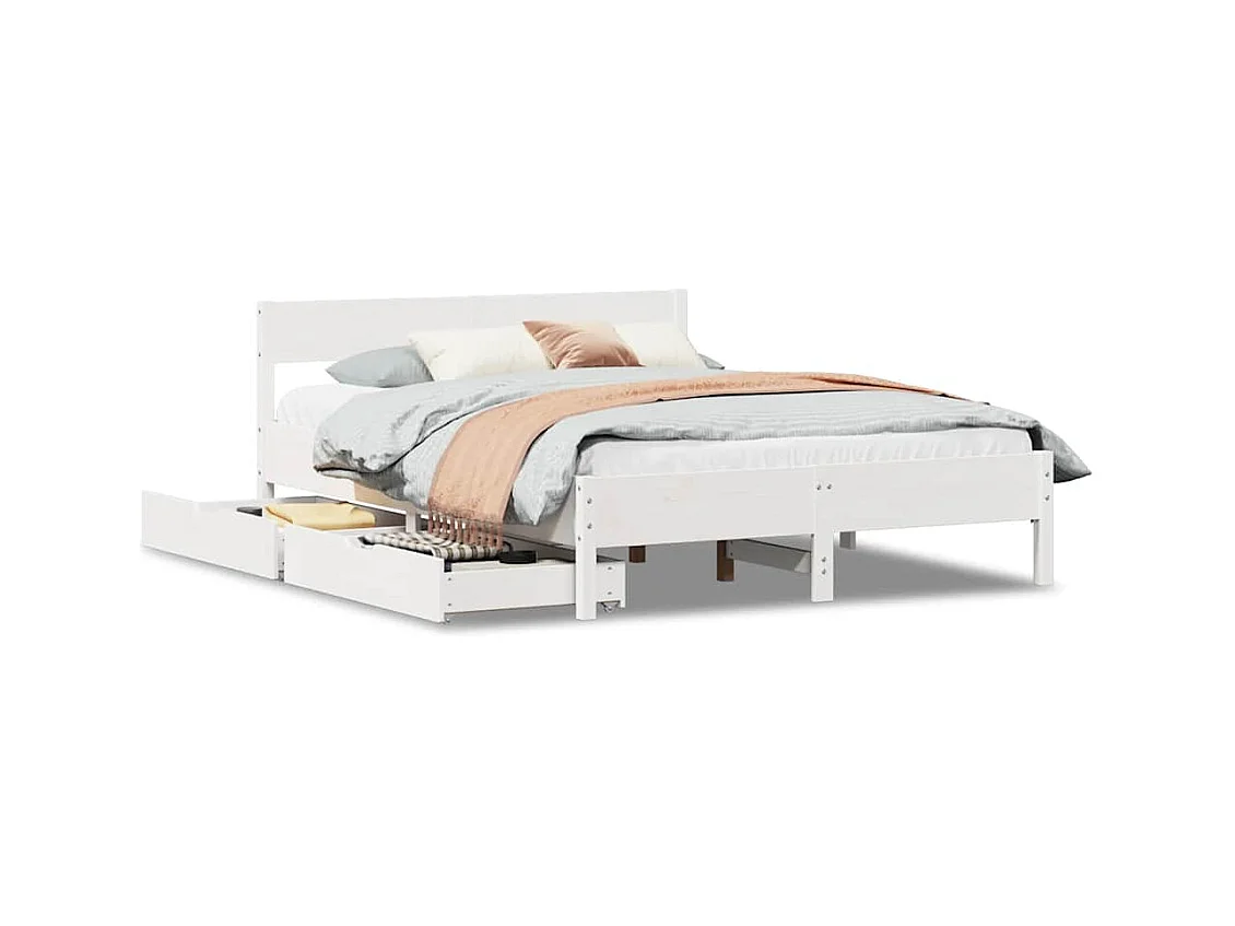 Cadre de lit sans matelas blanc 135x190 cm bois de pin massif