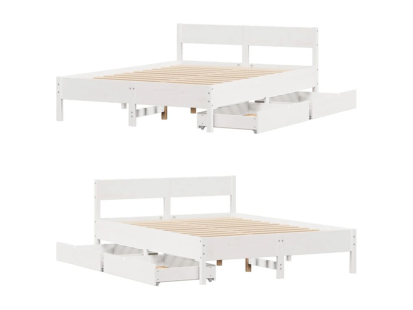 Cadre de lit sans matelas blanc 135x190 cm bois de pin massif