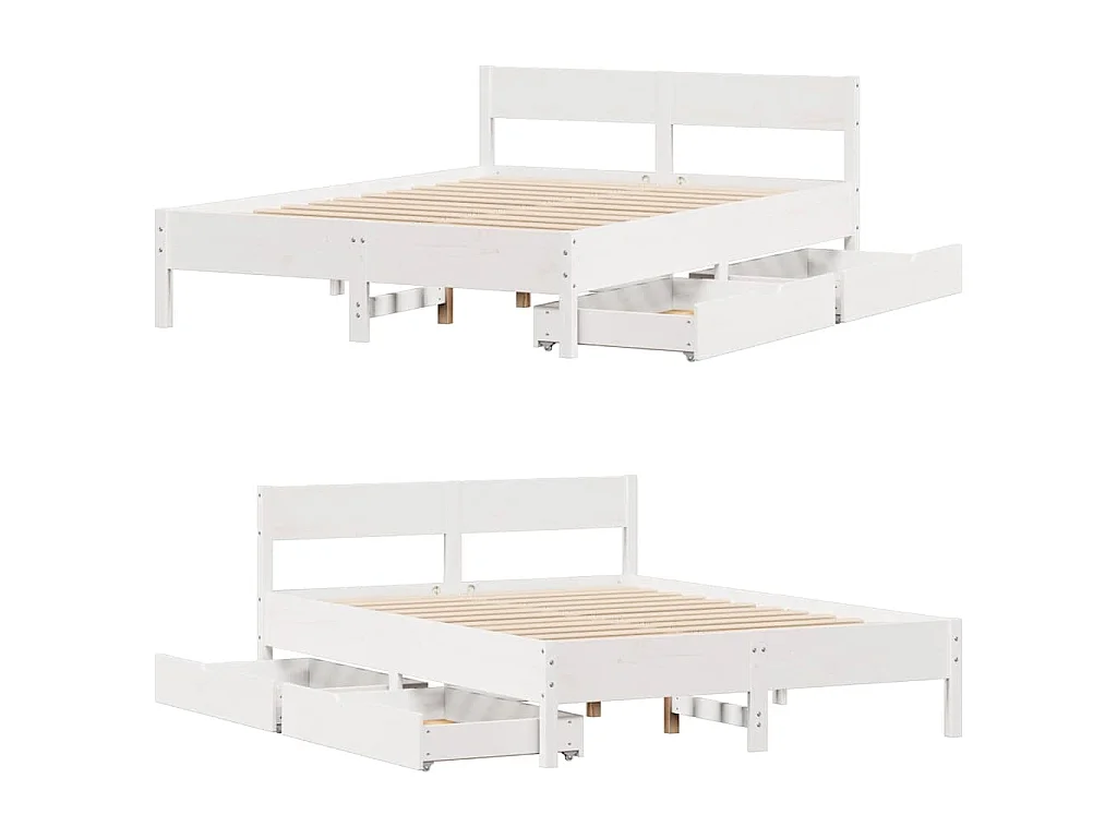 Cadre de lit sans matelas blanc 135x190 cm bois de pin massif