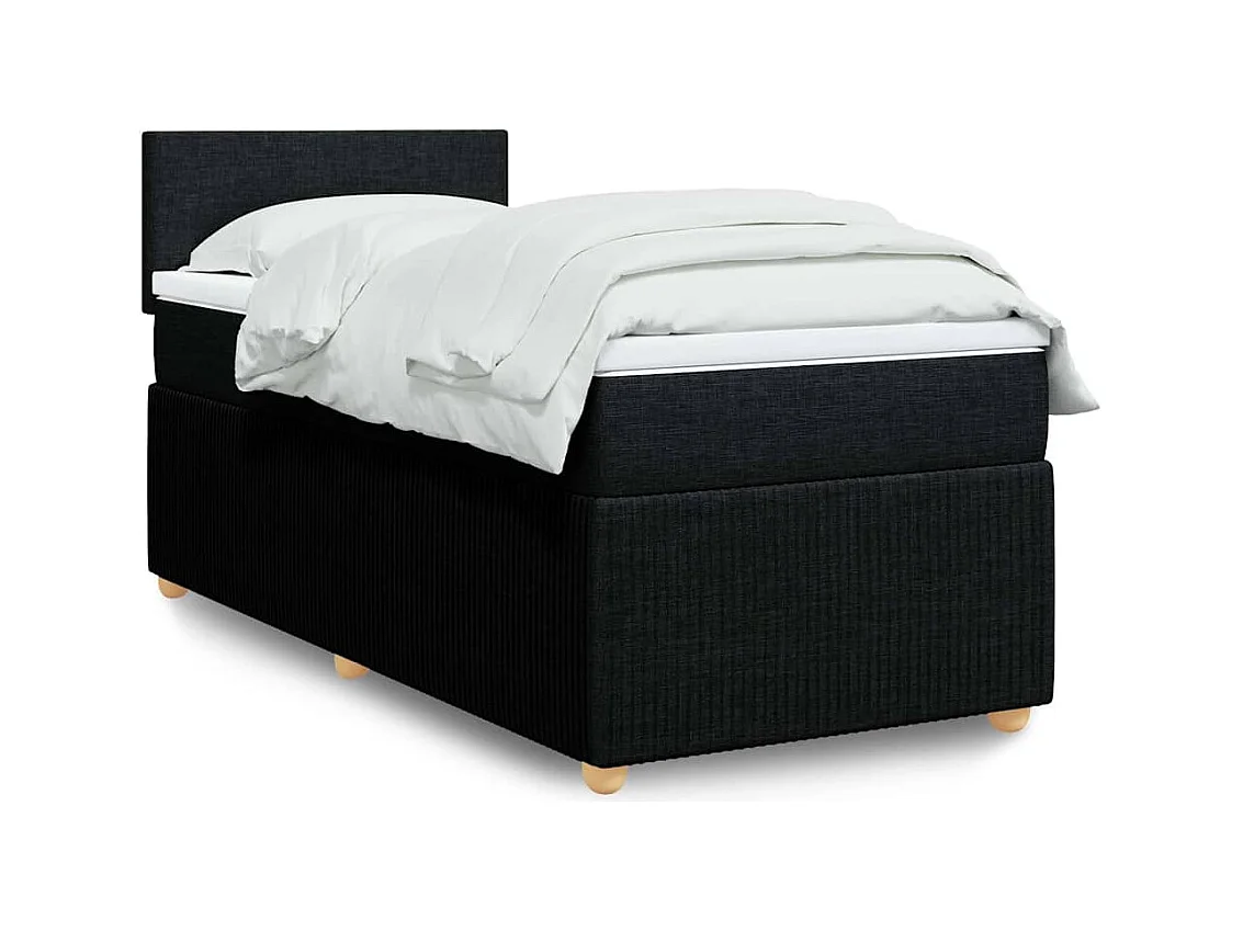 Sommier à lattes de lit et matelas Noir 80x200 cm Tissu