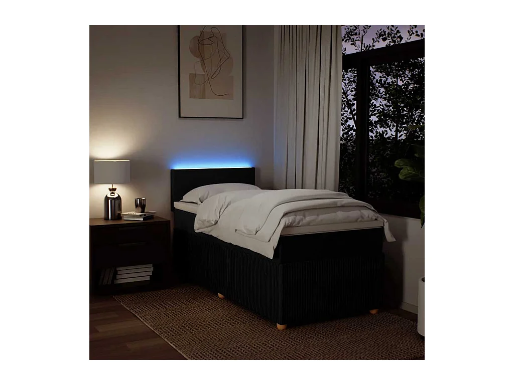 Sommier à lattes de lit et matelas Noir 80x200 cm Tissu