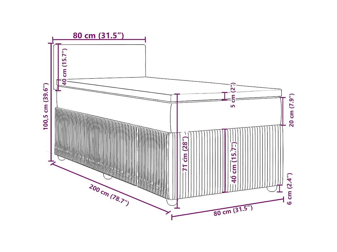 Boxspring met matras stof zwart 80x200 cm