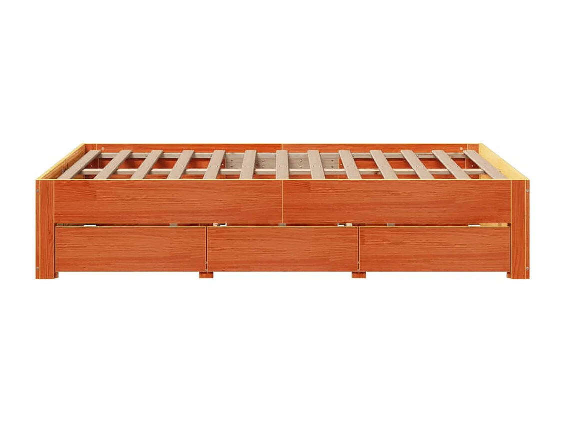 Cadre de lit sans matelas avec tiroirs 135x190 cm bois de pin