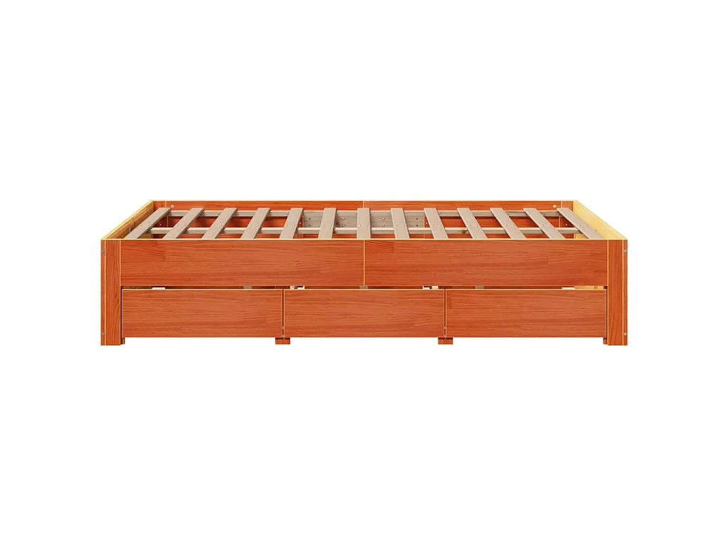 Cadre de lit sans matelas avec tiroirs 135x190 cm bois de pin