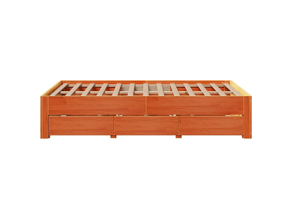 Cadre de lit sans matelas avec tiroirs 135x190 cm bois de pin