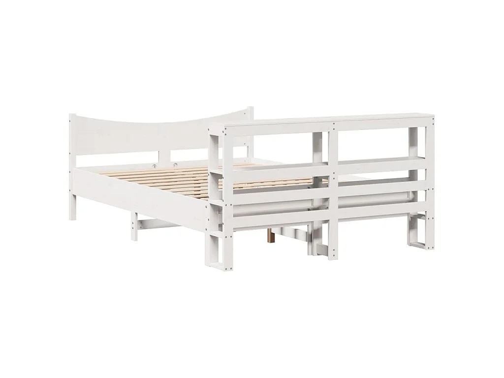 Estrutura cama c/ cabeceira 135x190 cm pinho maciço branco
