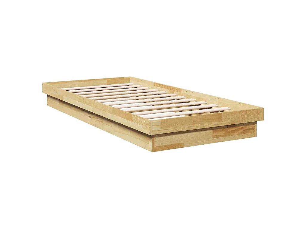 Cadre de lit sans matelas 75x190 cm bois massif de chêne
