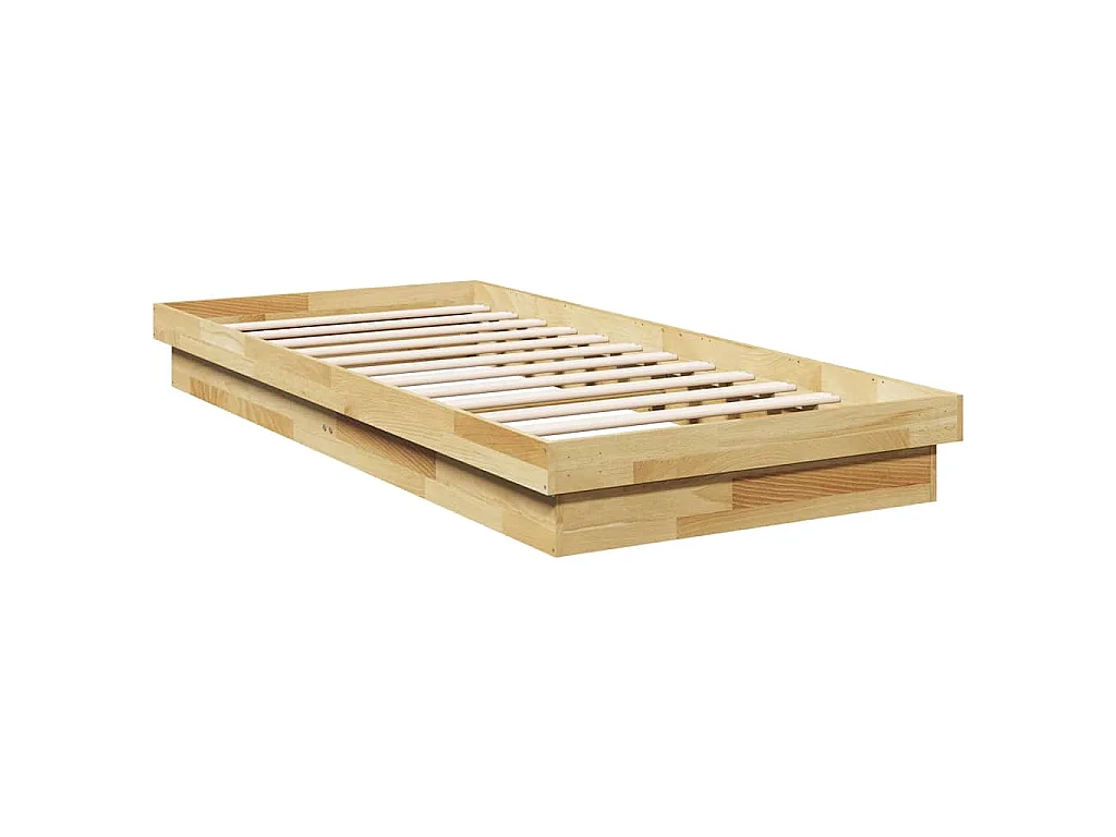 Cadre de lit sans matelas 75x190 cm bois massif de chêne