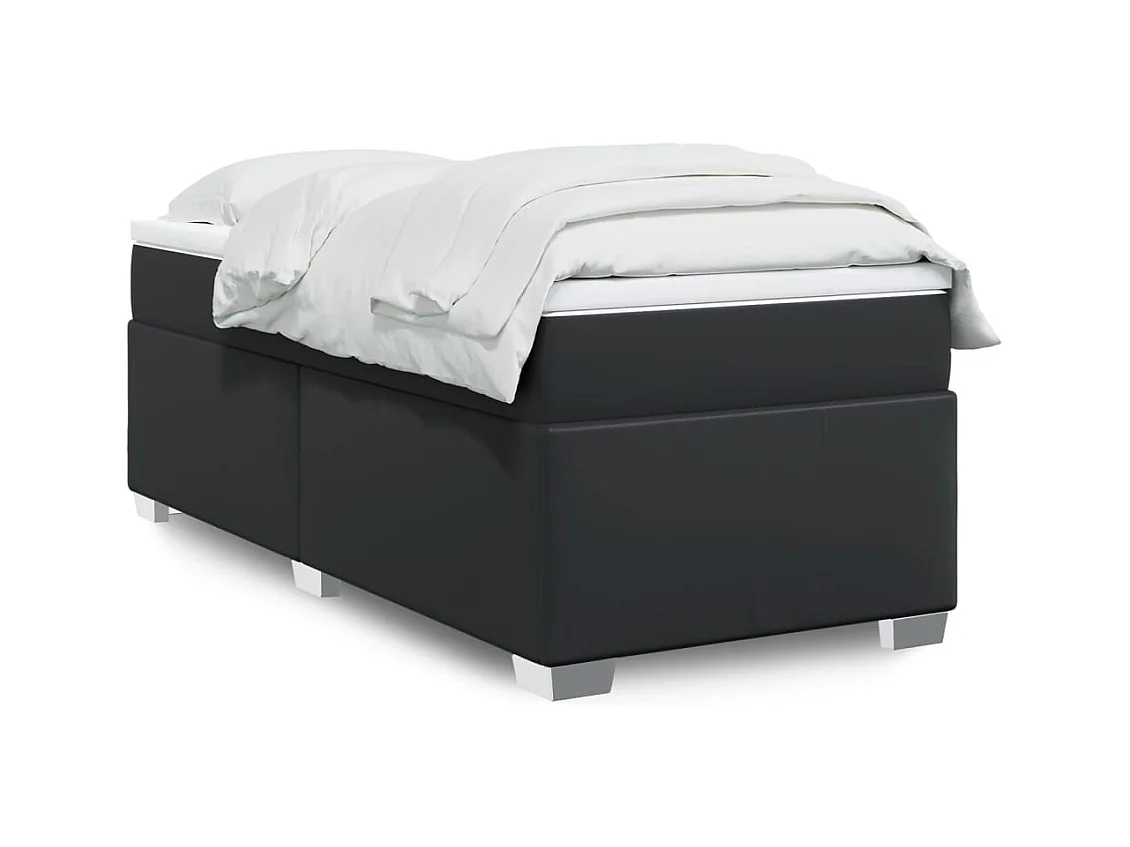 Sommier à lattes de lit avec matelas Noir 80x200cm Similicuir