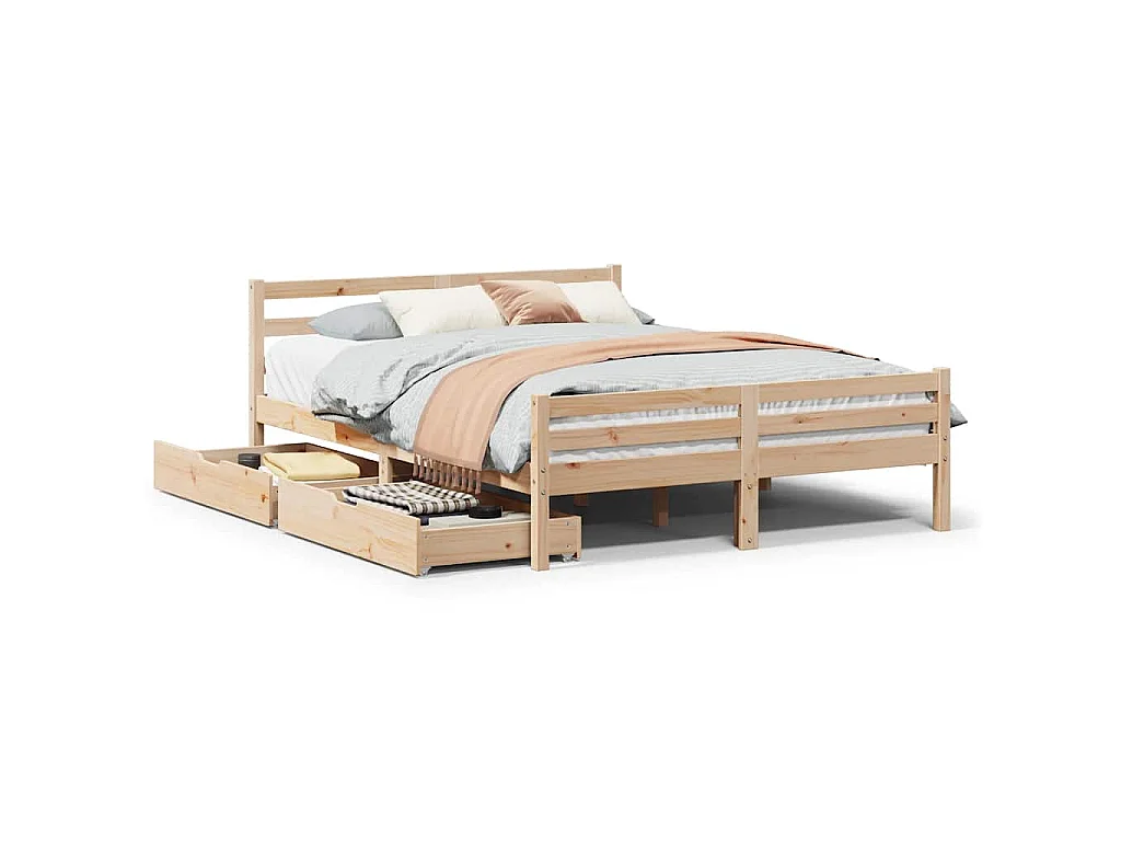 Cama sem colchão 135x190 cm madeira de pinho maciça