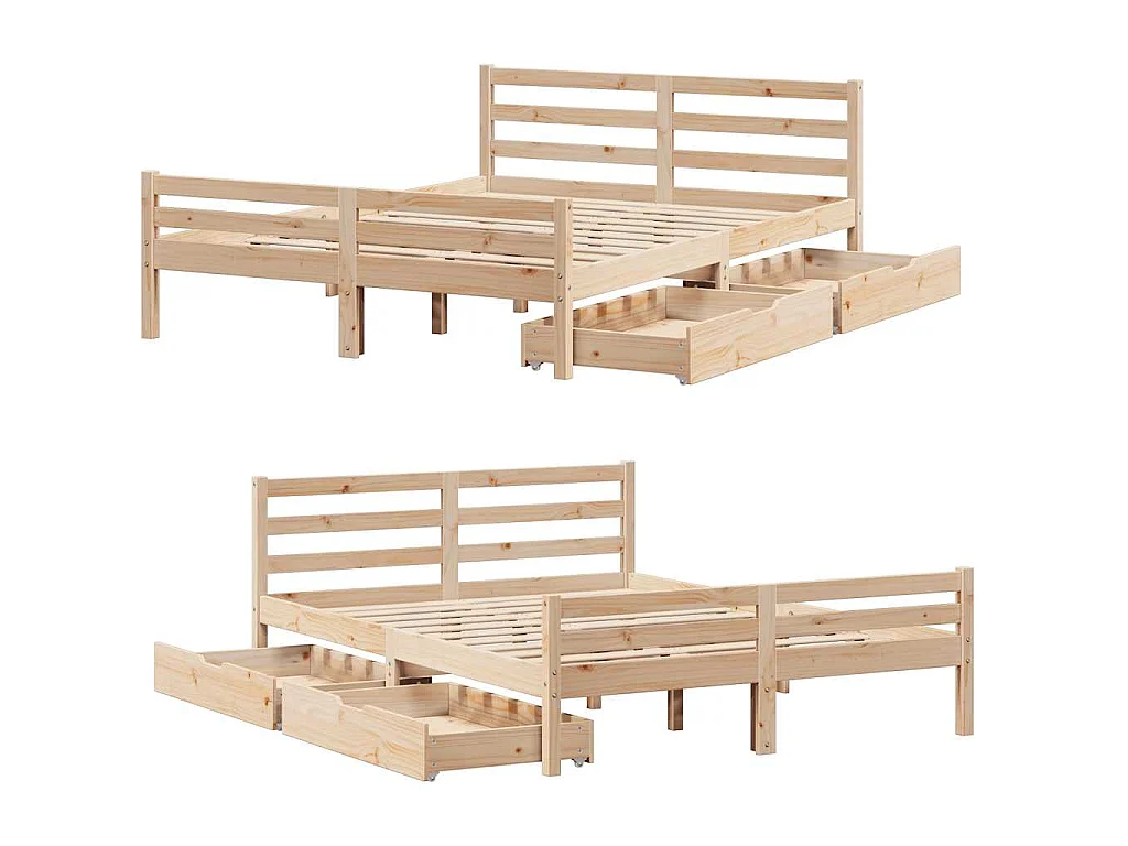 Cama sem colchão 135x190 cm madeira de pinho maciça