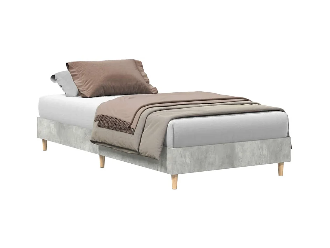 Cadre de lit sans matelas gris béton 75x190cm bois d'ingénierie