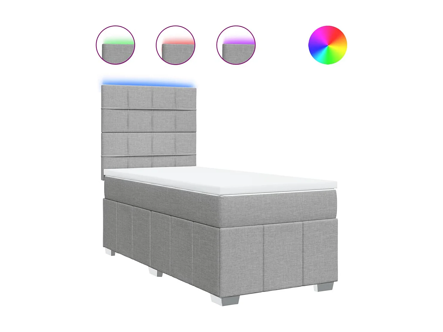 Boxspringbett mit Matratze Hellgrau 80x200 cm Stoff