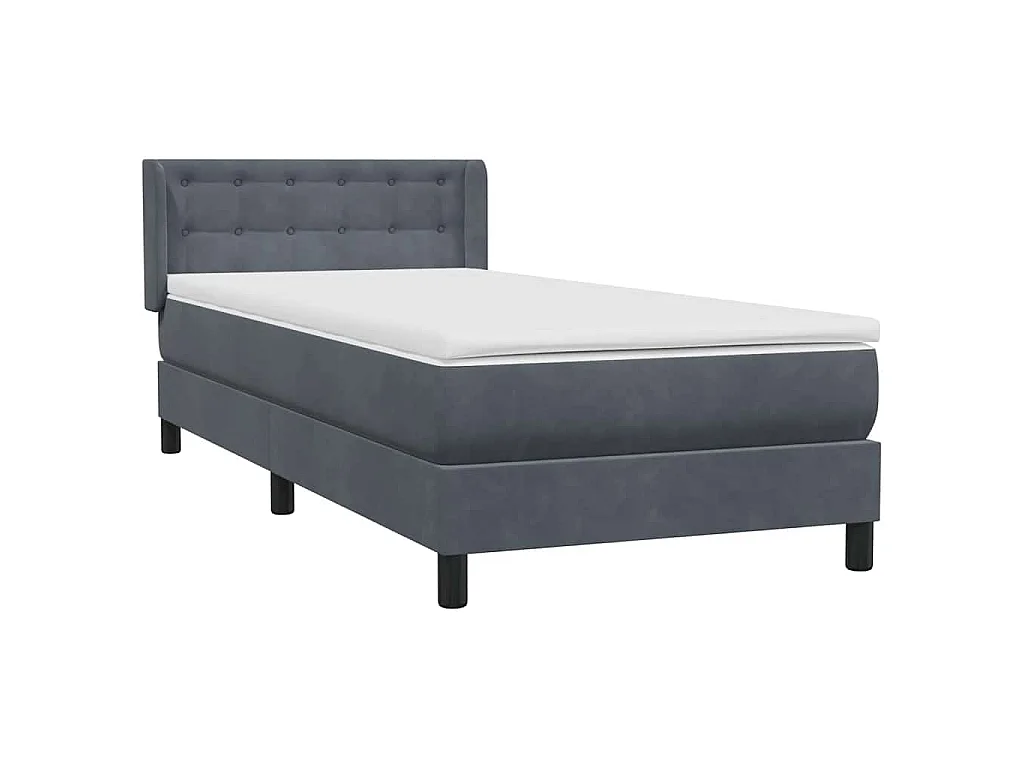 Giroletto a Molle con Materasso Grigio Scuro 80x210 cm Velluto