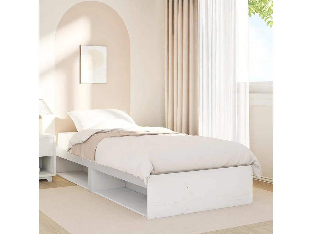 Lit de jour sans matelas blanc 80x200 cm bois de pin massif