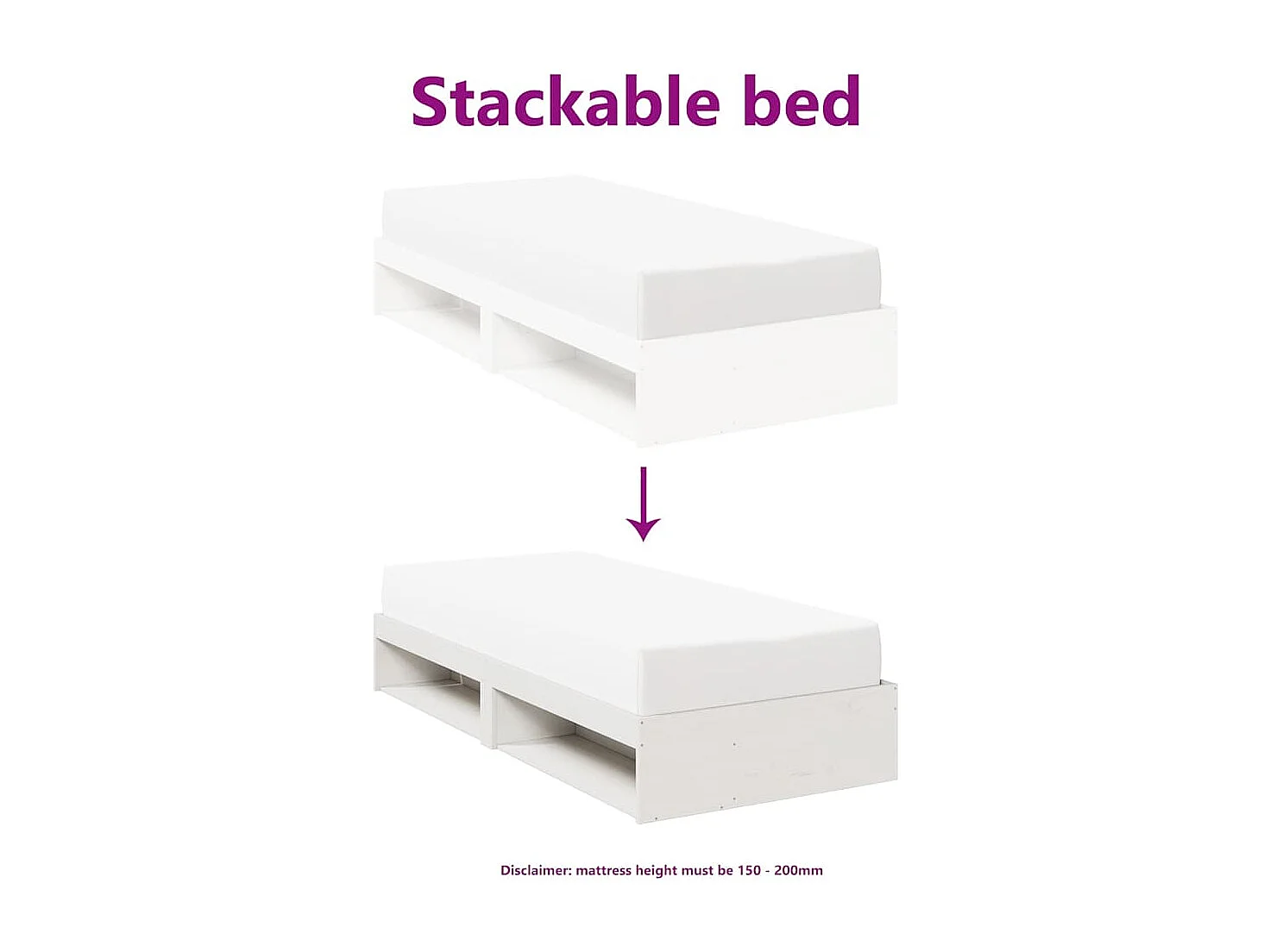 Lit de jour sans matelas blanc 80x200 cm bois de pin massif