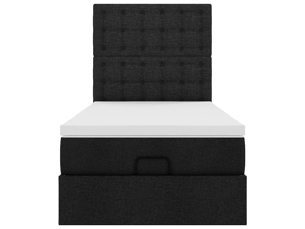 Struttura Letto Pouf con Materasso Nero 80x200 cm in Tessuto