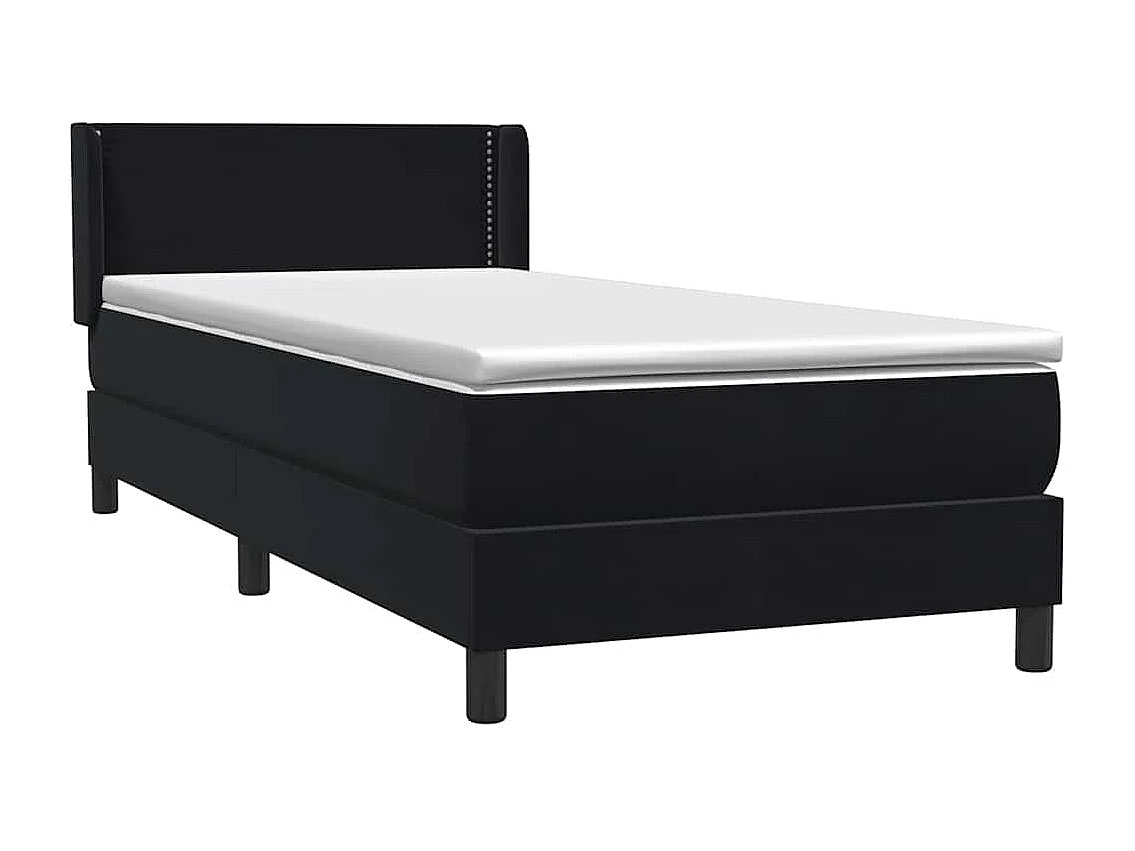 Boxspringbett mit Matratze Schwarz 80x220 cm Samt