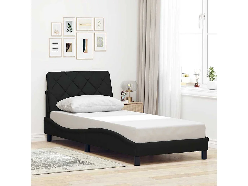 Estrutura de cama com LED sem colchão 80x200 cm tecido preto