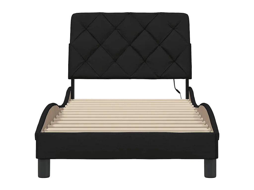 Estrutura de cama com LED sem colchão 80x200 cm tecido preto