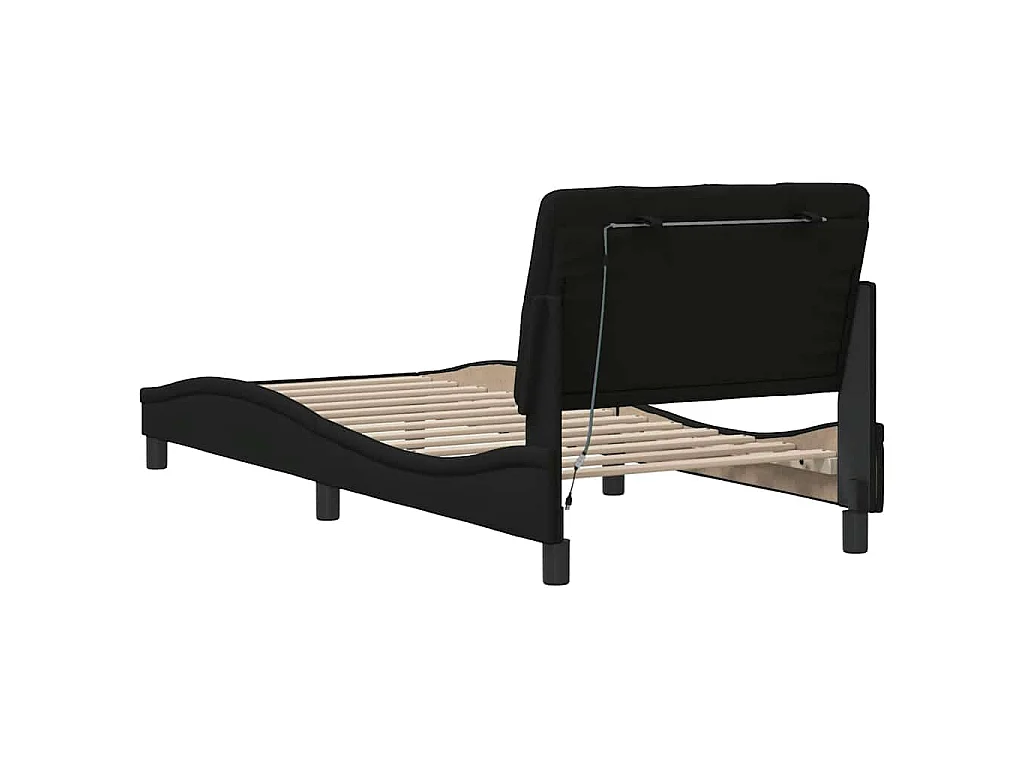 Estrutura de cama com LED sem colchão 80x200 cm tecido preto