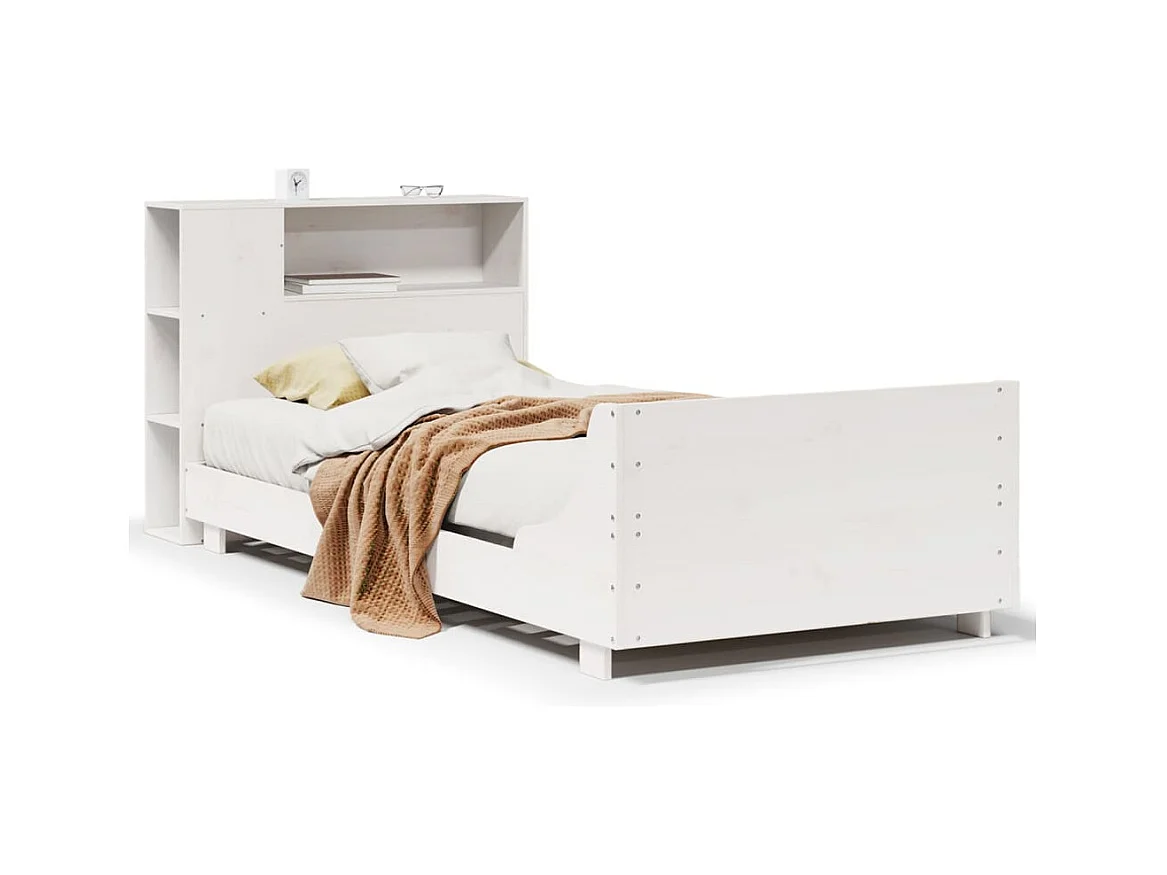 Cadre de lit sans matelas blanc 75x190 cm bois de pin massif