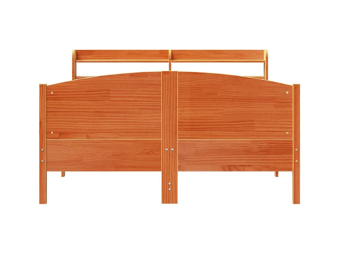Cadre de lit sans matelas cire marron 135x190cm bois pin massif