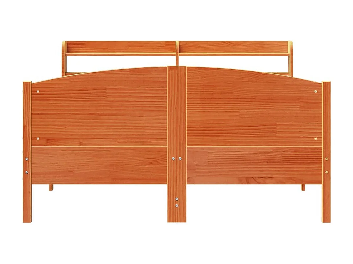 Cadre de lit sans matelas cire marron 135x190cm bois pin massif