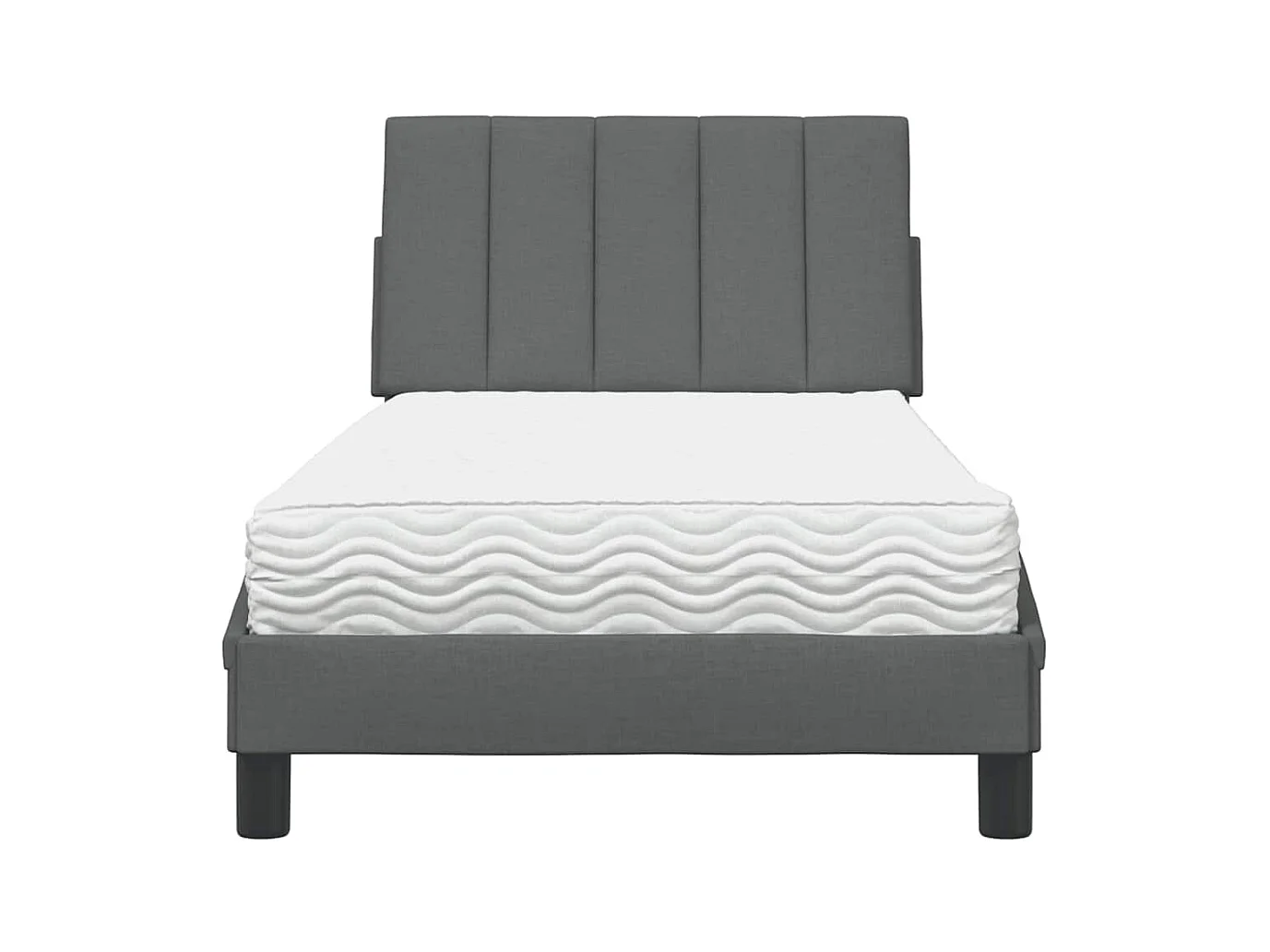 Lit avec matelas Hanko gris foncé 80x200 cm tissu