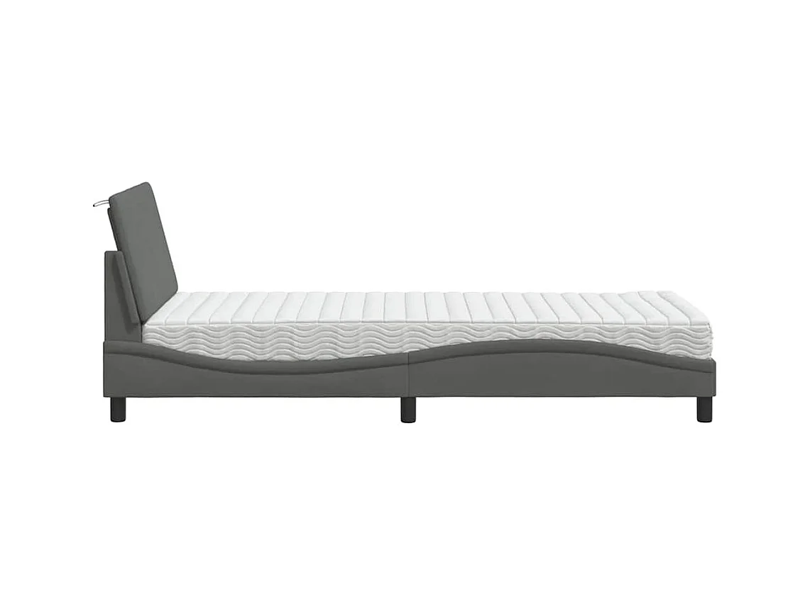 Bett mit Matratze "Hanko" Dunkelgrau 80x200 cm Stoff