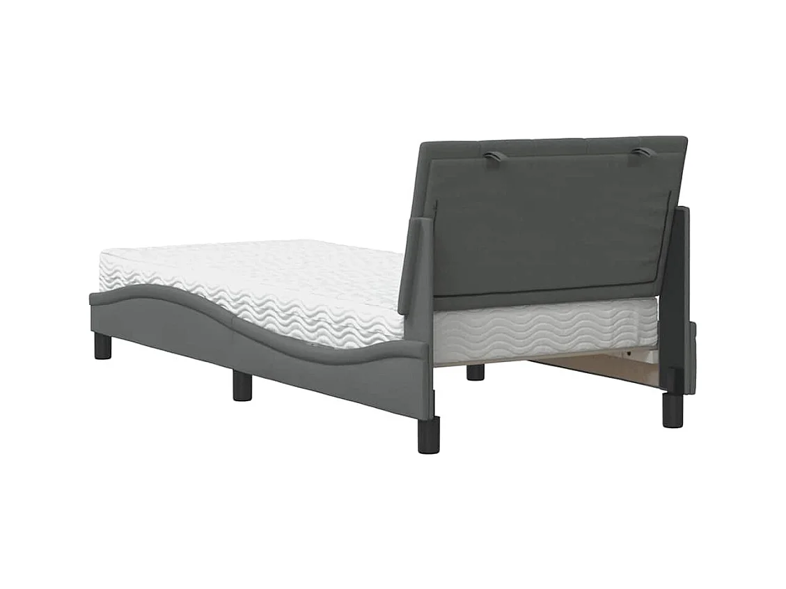 Bett mit Matratze "Hanko" Dunkelgrau 80x200 cm Stoff
