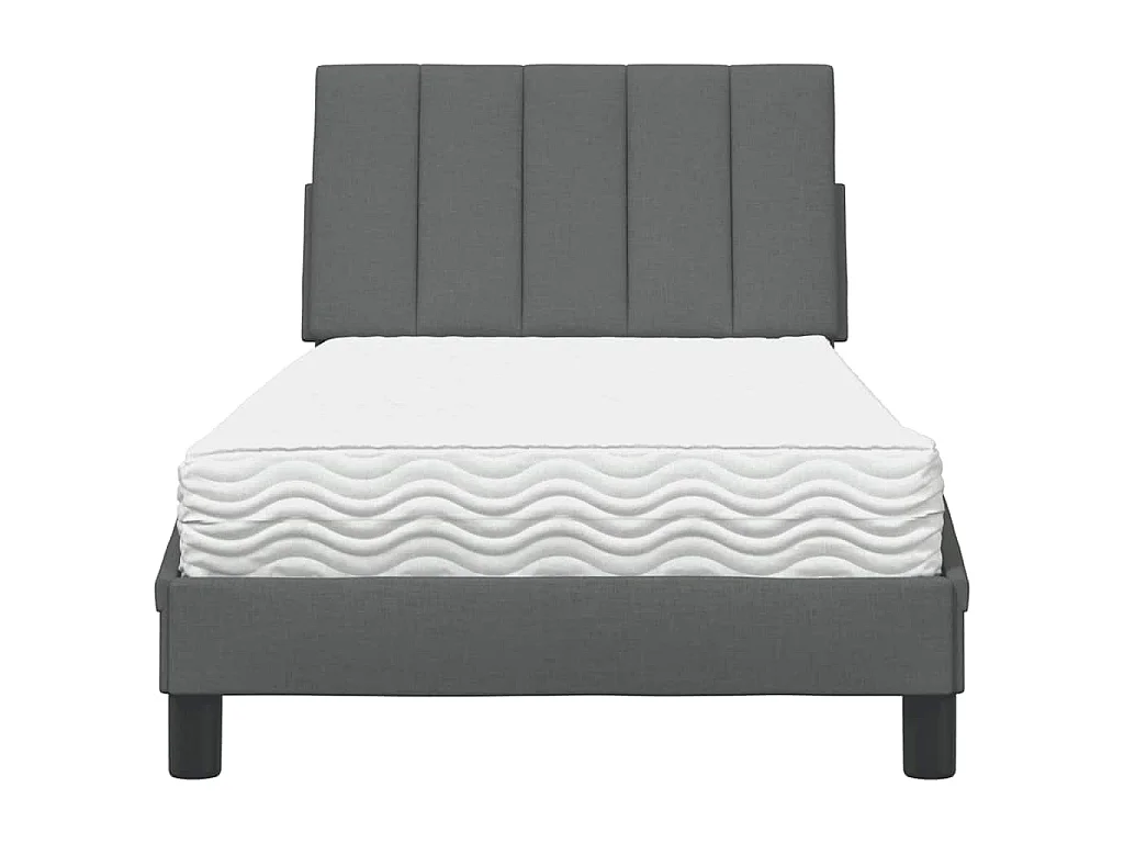 Lit avec matelas Hanko gris foncé 80x200 cm tissu