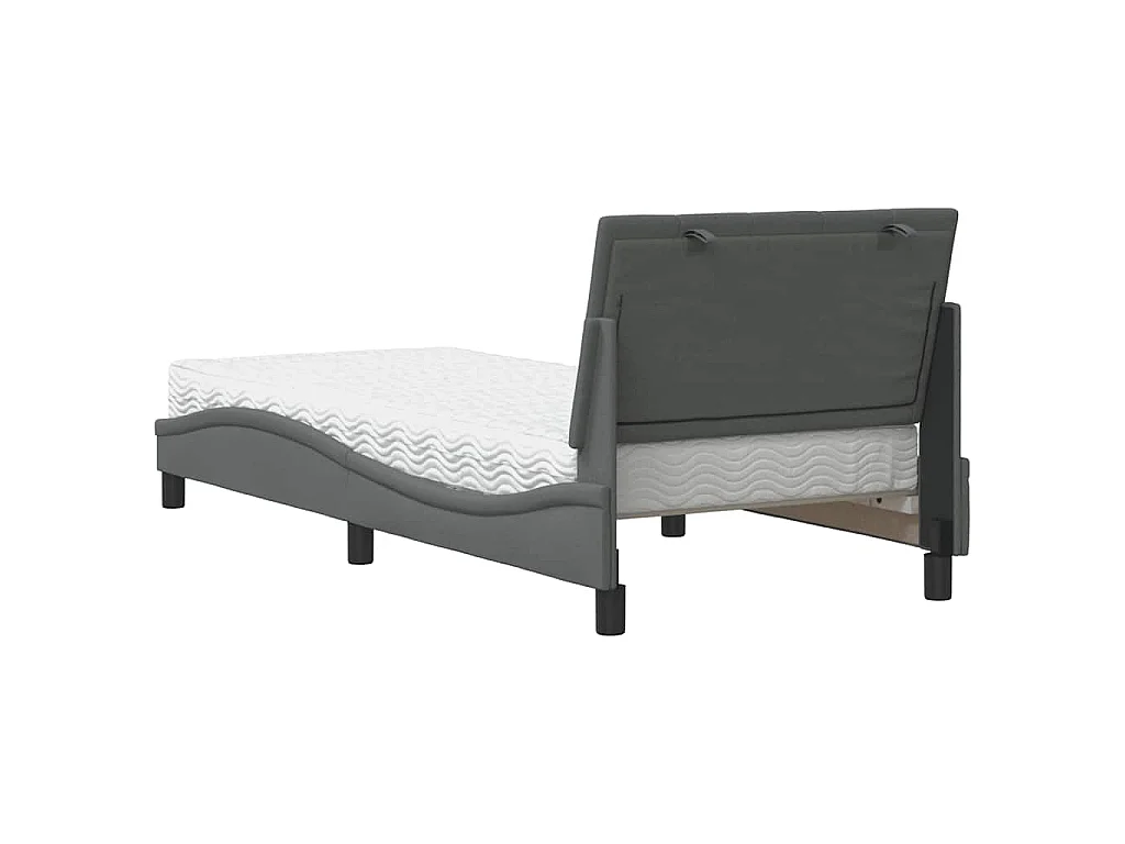 Lit avec matelas Hanko gris foncé 80x200 cm tissu