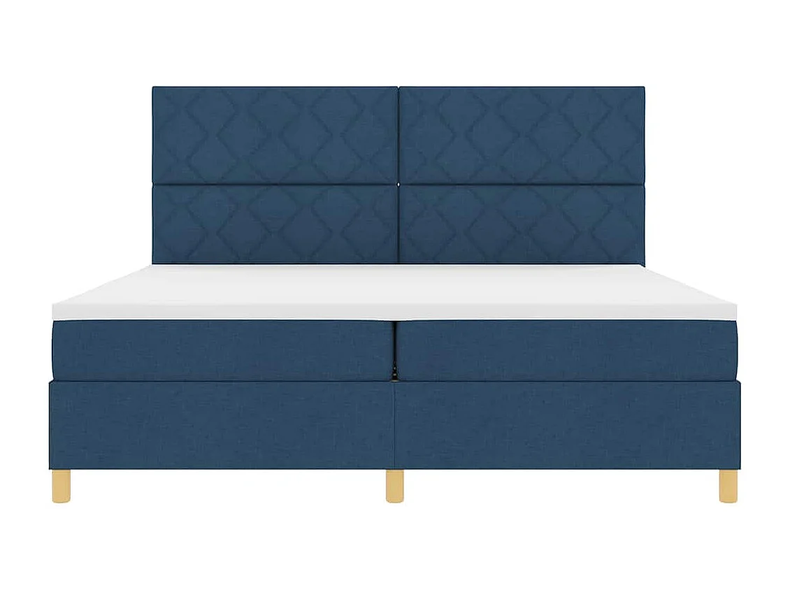 Cama Box Spring LED com colchão Azul 200 x 200 cm tecido