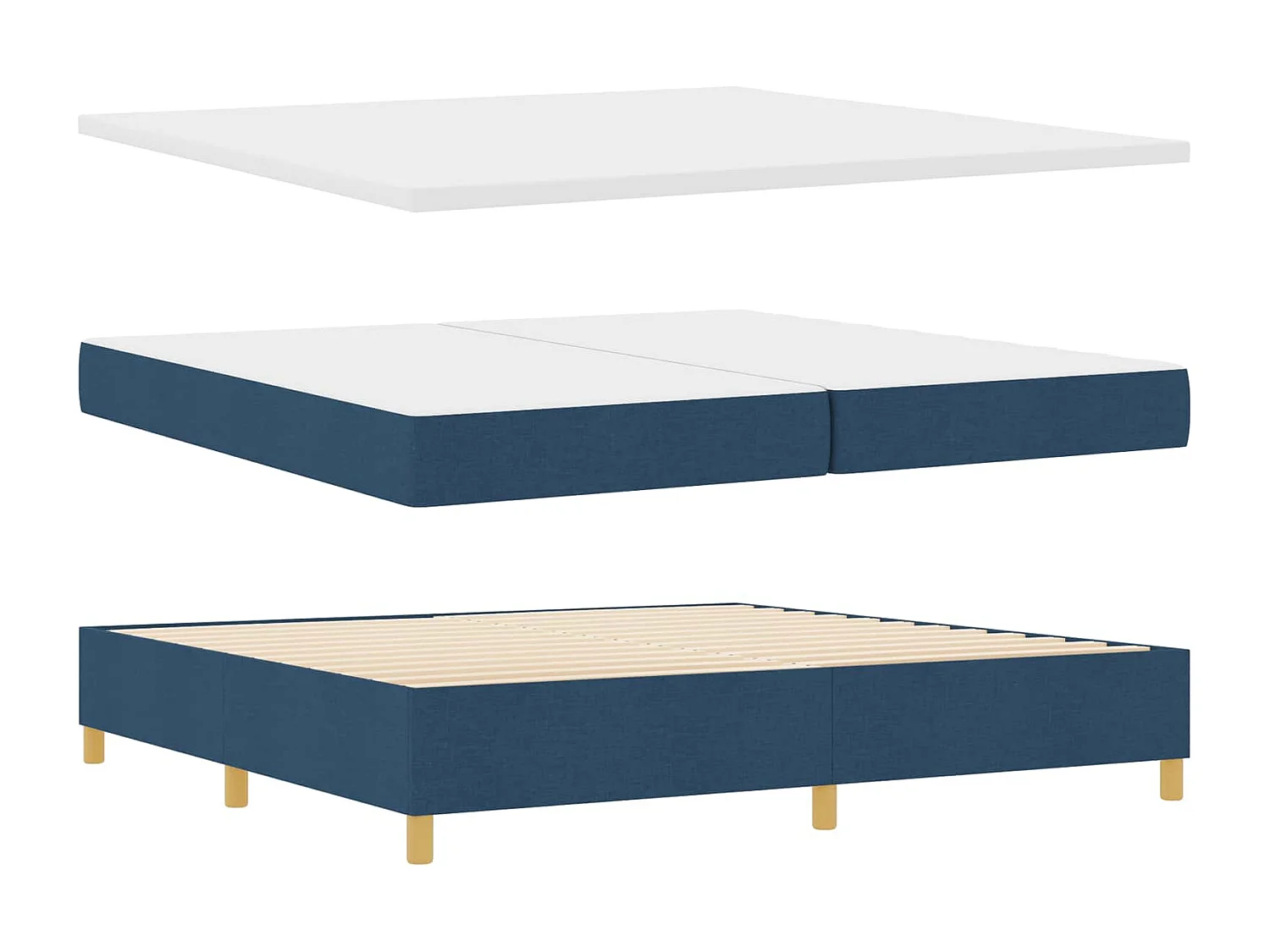 Letto a Sorgente LED con materasso Blu 200 x 200 cm Tessuto