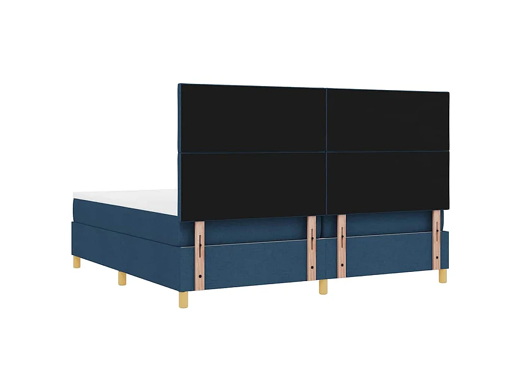Lit à ressort LED avec tête de lit Bleu 200 x 200 cm tissu