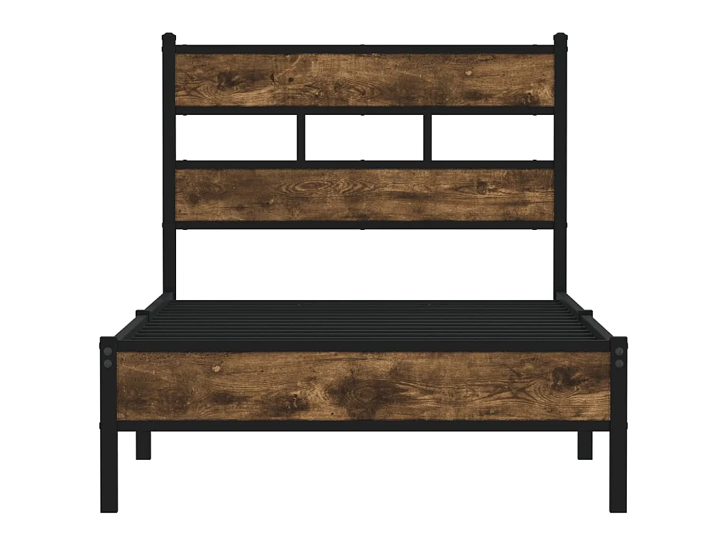 Cadre de lit sans matelas avec tête de lit chêne fumé 75x190 cm