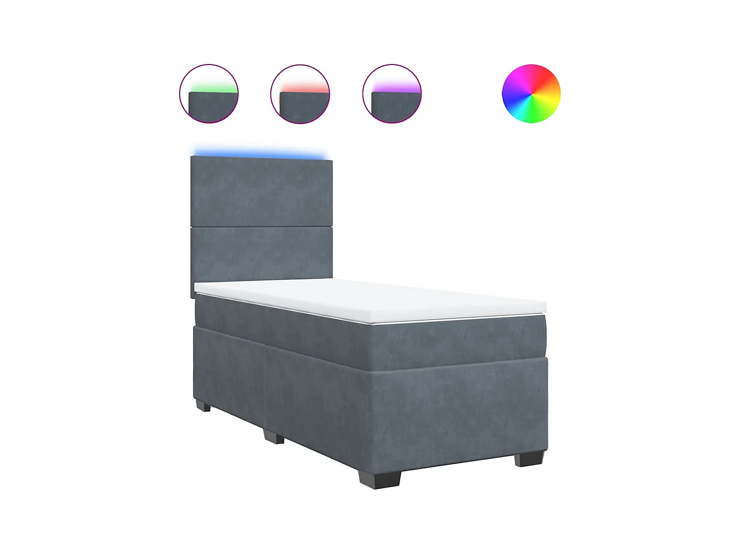 Sommier à lattes de lit et matelas Gris foncé 80x200 cm Velours