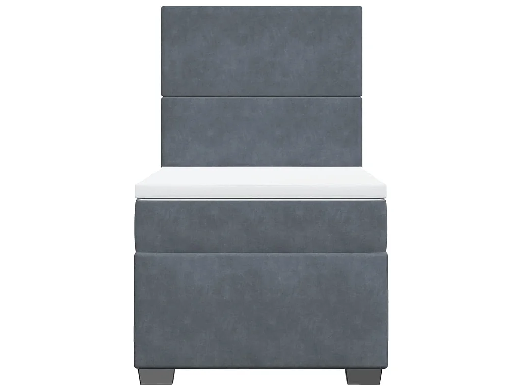 Cama box spring con colchón terciopelo gris oscuro 80x200 cm