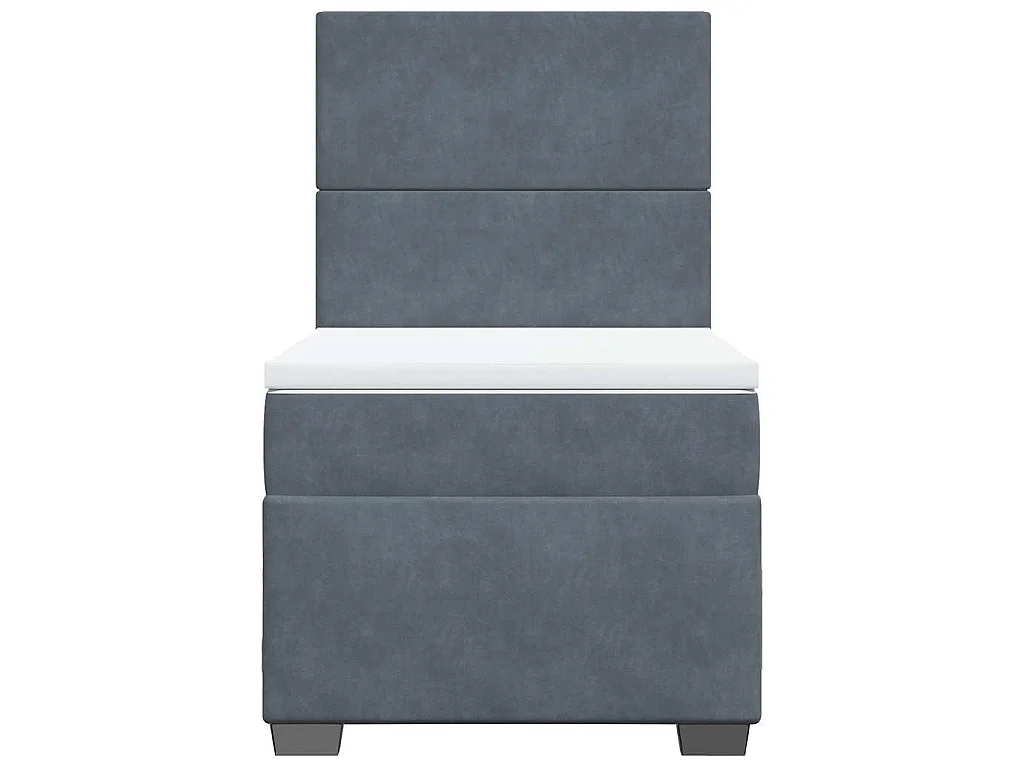 Cama box spring con colchón terciopelo gris oscuro 80x200 cm
