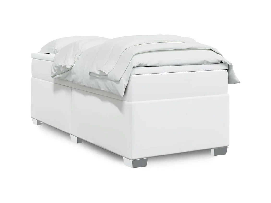 Sommier à lattes de lit avec matelas Blanc 80x200 cm Similicuir