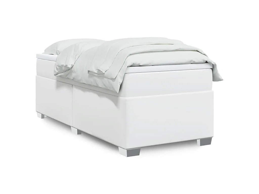 Boxspringbett mit Matratze Weiß 80x200 cm Kunstleder