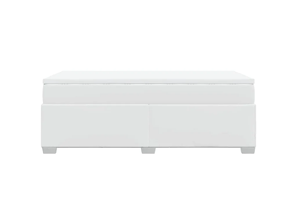Boxspringbett mit Matratze Weiß 80x200 cm Kunstleder