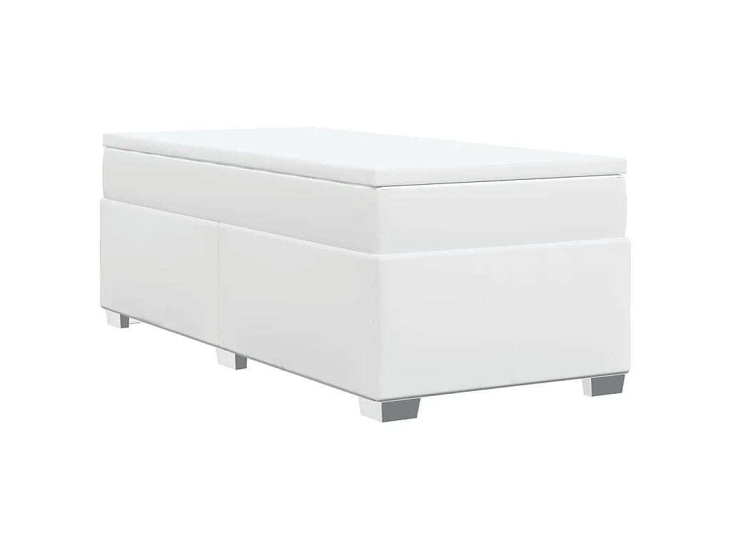 Boxspringbett mit Matratze Weiß 80x200 cm Kunstleder
