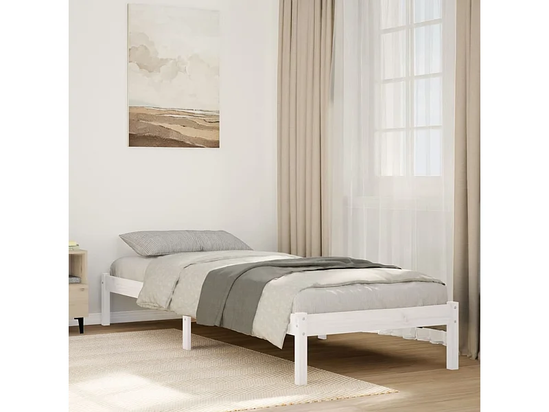 Massivholzbett Extra Lang ohne Matratze Weiß 80x220 Kiefernholz