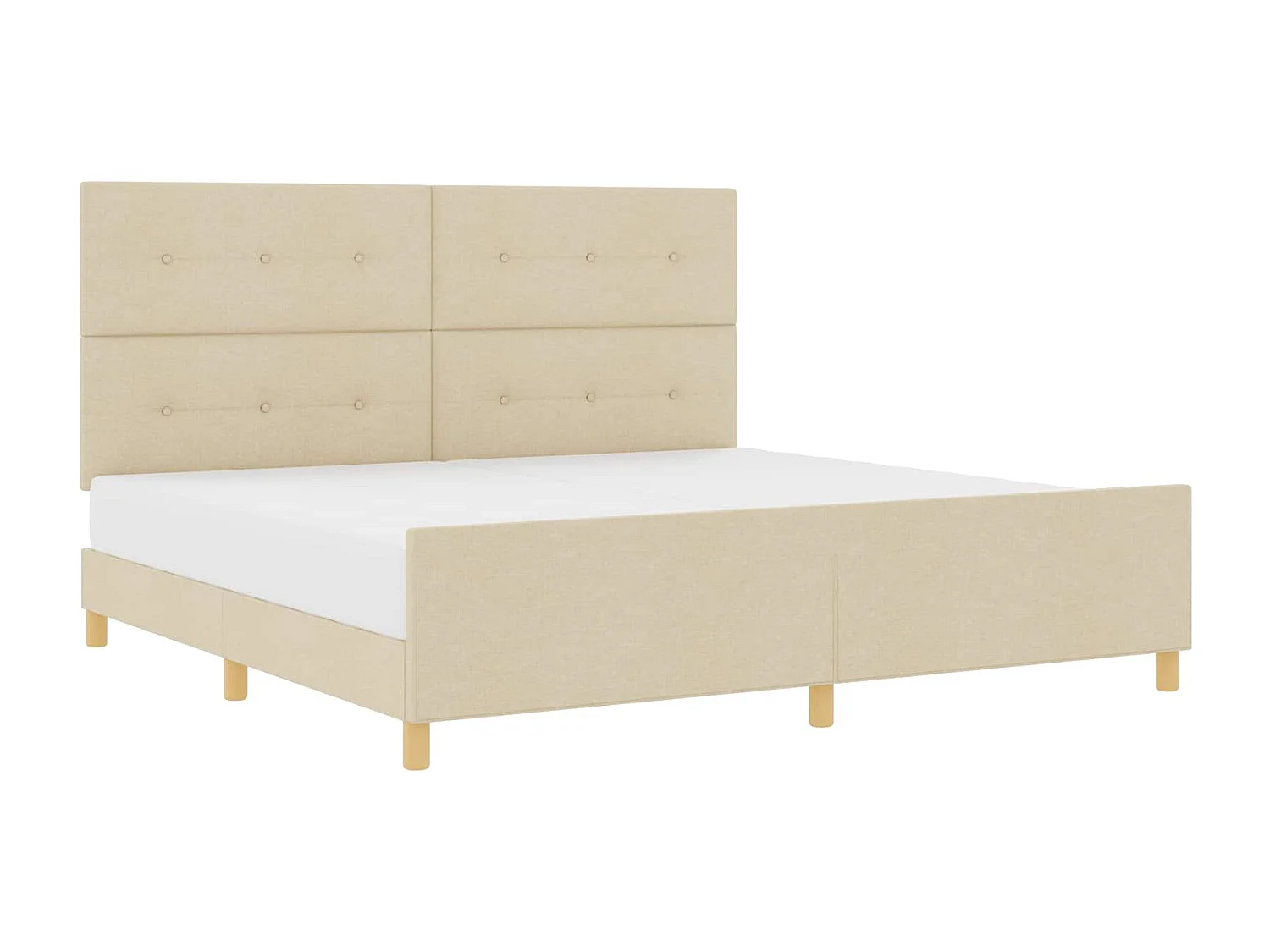 Cadre de lit avec tête de lit Crème 200 x 200 cm tissu