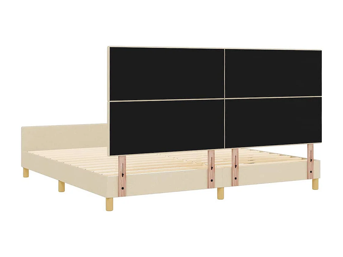 Cadre de lit avec tête de lit Crème 200 x 200 cm tissu