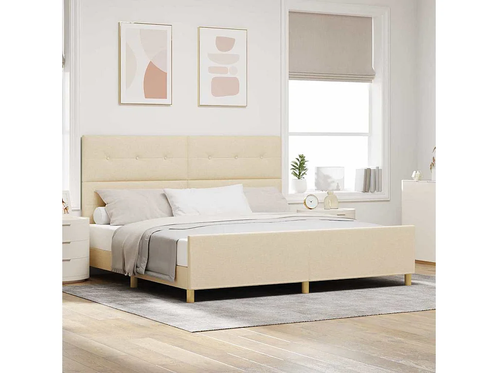 Bedframe met hoofdeinde Crème 200 x 200 cm Stof